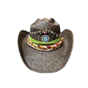 Sombrero con trenza de yute y colores ojo