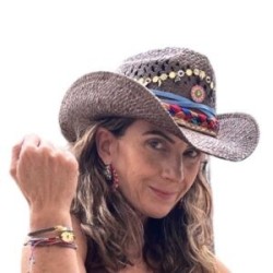 Sombrero con trenza de yute y colores ojo